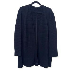Eileen Fisher Waffled Open Front Cardigan - Black 1X